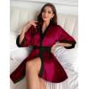 Ekouaer Women’s Satin Robes Silk Kimono Bathrobe 3/4 Sleeve Bridal Bridesmaids Robes Soft Silky Sleepwear S-XXL(Wine Red)