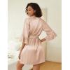 Ekouaer Women’s Silk Robe Set V-neck 2 Piece Bridal Party Robes and Satin Bathrobe Set with Pockets(Beige)