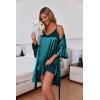 Ekouaer Women’s Silk Robe Set V-neck 2 Piece Bridal Party Robes and Satin Bathrobe Set with Pockets(Dark Green)