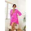 Ekouaer Women’s Silk Robe Set V-neck 2 Piece Bridal Party Robes and Satin Bathrobe Set with Pockets(Hot Pink Leopard)