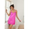 Ekouaer Women’s Silk Robe Set V-neck 2 Piece Bridal Party Robes and Satin Bathrobe Set with Pockets(Hot Pink Leopard)