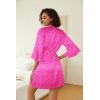Ekouaer Women’s Silk Robe Set V-neck 2 Piece Bridal Party Robes and Satin Bathrobe Set with Pockets(Hot Pink Leopard)