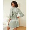 Ekouaer Women’s Silk Robe Set V-neck 2 Piece Bridal Party Robes and Satin Bathrobe Set with Pockets(Light Green)