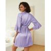 Ekouaer Women’s Silk Robe Set V-neck 2 Piece Bridal Party Robes and Satin Bathrobe Set with Pockets(Light Purple)