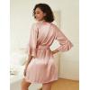 Ekouaer Women’s Silk Robe Set V-neck 2 Piece Bridal Party Robes and Satin Bathrobe Set with Pockets(Pastel Pink)