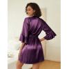 Ekouaer Women’s Silk Robe Set V-neck 2 Piece Bridal Party Robes and Satin Bathrobe Set with Pockets(Purple)