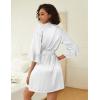 Ekouaer Women’s Silk Robe Set V-neck 2 Piece Bridal Party Robes and Satin Bathrobe Set with Pockets(White)