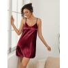 Ekouaer Women’s Silk Robe Set V-neck 2 Piece Bridal Party Robes and Satin Bathrobe Set with Pockets(Wine Red)