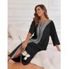 Ekouaer Women’s Zipper Robe 3/4 Sleeve Housecoats Full Length House Dress Loungewear Long Nightgown with Pockets(Black)