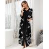 Ekouaer Women’s Zipper Robe 3/4 Sleeve Housecoats Full Length House Dress Loungewear Long Nightgown with Pockets(Black Butterfly)
