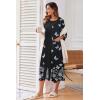 Ekouaer Women’s Zipper Robe 3/4 Sleeve Housecoats Full Length House Dress Loungewear Long Nightgown with Pockets(Black Butterfly)