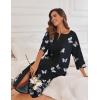 Ekouaer Women’s Zipper Robe 3/4 Sleeve Housecoats Full Length House Dress Loungewear Long Nightgown with Pockets(Black Butterfly)