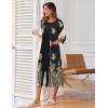 Ekouaer Women’s Zipper Robe 3/4 Sleeve Housecoats Full Length House Dress Loungewear Long Nightgown with Pockets(Black Cashew Flower)