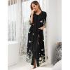 Ekouaer Women’s Zipper Robe 3/4 Sleeve Housecoats Full Length House Dress Loungewear Long Nightgown with Pockets(Black Floral)