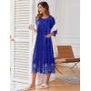 Ekouaer Women’s Zipper Robe 3/4 Sleeve Housecoats Full Length House Dress Loungewear Long Nightgown with Pockets(Blue Floral)