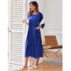 Ekouaer Women’s Zipper Robe 3/4 Sleeve Housecoats Full Length House Dress Loungewear Long Nightgown with Pockets(Blue Sapphire)