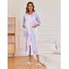 Ekouaer Women’s Zipper Robe 3/4 Sleeve Housecoats Full Length House Dress Loungewear Long Nightgown with Pockets(Blue Tie Dye)