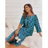 Ekouaer Women’s Zipper Robe 3/4 Sleeve Housecoats Full Length House Dress Loungewear Long Nightgown with Pockets(Green Leaf)