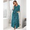 Ekouaer Women’s Zipper Robe 3/4 Sleeve Housecoats Full Length House Dress Loungewear Long Nightgown with Pockets(Green Leaf)