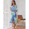Ekouaer Women’s Zipper Robe 3/4 Sleeve Housecoats Full Length House Dress Loungewear Long Nightgown with Pockets(Green Tie Dye)