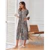 Ekouaer Women’s Zipper Robe 3/4 Sleeve Housecoats Full Length House Dress Loungewear Long Nightgown with Pockets(Leopard)