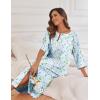 Ekouaer Women’s Zipper Robe 3/4 Sleeve Housecoats Full Length House Dress Loungewear Long Nightgown with Pockets(Light Blue Flower)