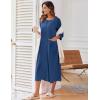 Ekouaer Women’s Zipper Robe 3/4 Sleeve Housecoats Full Length House Dress Loungewear Long Nightgown with Pockets(Navy)