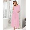 Ekouaer Women’s Zipper Robe 3/4 Sleeve Housecoats Full Length House Dress Loungewear Long Nightgown with Pockets(Pink Rose)