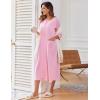 Ekouaer Women’s Zipper Robe 3/4 Sleeve Housecoats Full Length House Dress Loungewear Long Nightgown with Pockets(Pink Rose)