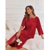 Ekouaer Women’s Zipper Robe 3/4 Sleeve Housecoats Full Length House Dress Loungewear Long Nightgown with Pockets(Red)