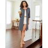 Ekouaer Womens Zipper Robe 3/4 Sleeve Ribbed Knit Short Bathrobe Lightweight Knee Length Housecoat with Pockets S-3XL