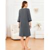 Ekouaer Womens Zipper Robe 3/4 Sleeve Ribbed Knit Short Bathrobe Lightweight Knee Length Housecoat with Pockets S-3XL