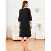 Ekouaer Womens Zipper Robe 3/4 Sleeve Ribbed Knit Short Housecoat Lightweight Knee Length Bathrobe with Pockets S-3XL(Black)