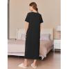 Ekouaer Women’s Zipper Robes Full Length Short Sleeve Housecoats House Dress with Pockets Loungewear Nightgown B-Black,3XL
