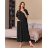 Ekouaer Women’s Zipper Robes Full Length Short Sleeve Housecoats House Dress with Pockets Loungewear Nightgown B-Black,3XL