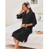 Ekouaer Zipper Robes for Women 3/4 Sleeve Housecoats Knee Length Bathrobe Lightweight Nightgown with Pockets S-3XL(Black)