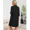 Ekouaer Zipper Robes for Women 3/4 Sleeve Housecoats Knee Length Bathrobe Lightweight Nightgown with Pockets S-3XL(Black)