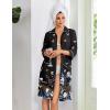 Ekouaer Zipper Robes for Women 3/4 Sleeve Housecoats Knee Length Bathrobe Lightweight Nightgown with Pockets S-3XL(Butterfly Flowers)