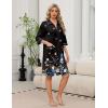 Ekouaer Zipper Robes for Women 3/4 Sleeve Housecoats Knee Length Bathrobe Lightweight Nightgown with Pockets S-3XL(Butterfly Flowers)