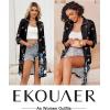 Ekouaer Zipper Robes for Women 3/4 Sleeve Housecoats Knee Length Bathrobe Lightweight Nightgown with Pockets S-3XL(Butterfly Flowers)