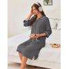 Ekouaer Zipper Robes for Women 3/4 Sleeve Housecoats Knee Length Bathrobe Lightweight Nightgown with Pockets S-3XL(Dark Grey)