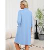 Ekouaer Zipper Robes for Women 3/4 Sleeve Housecoats Knee Length Bathrobe Lightweight Nightgown with Pockets S-3XL(Light Blue)