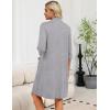 Ekouaer Zipper Robes for Women 3/4 Sleeve Housecoats Knee Length Bathrobe Lightweight Nightgown with Pockets S-3XL(Light Grey)