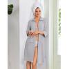 Ekouaer Zipper Robes for Women 3/4 Sleeve Housecoats Knee Length Bathrobe Lightweight Nightgown with Pockets S-3XL(Light Grey)