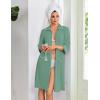 Ekouaer Zipper Robes for Women 3/4 Sleeve Housecoats Knee Length Bathrobe Lightweight Nightgown with Pockets S-3XL(Mint Green)