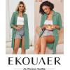 Ekouaer Zipper Robes for Women 3/4 Sleeve Housecoats Knee Length Bathrobe Lightweight Nightgown with Pockets S-3XL(Mint Green)