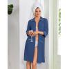 Ekouaer Zipper Robes for Women 3/4 Sleeve Housecoats Knee Length Bathrobe Lightweight Nightgown with Pockets S-3XL(Navy)