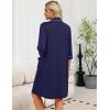 Ekouaer Zipper Robes for Women 3/4 Sleeve Housecoats Knee Length Bathrobe Lightweight Nightgown with Pockets S-3XL(Navy Blue)