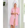 Ekouaer Zipper Robes for Women 3/4 Sleeve Housecoats Knee Length Bathrobe Lightweight Nightgown with Pockets S-3XL(Pink)