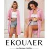 Ekouaer Zipper Robes for Women 3/4 Sleeve Housecoats Knee Length Bathrobe Lightweight Nightgown with Pockets S-3XL(Pink)